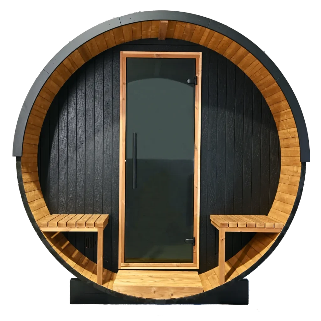 Front of Ignite Barrel Sauna