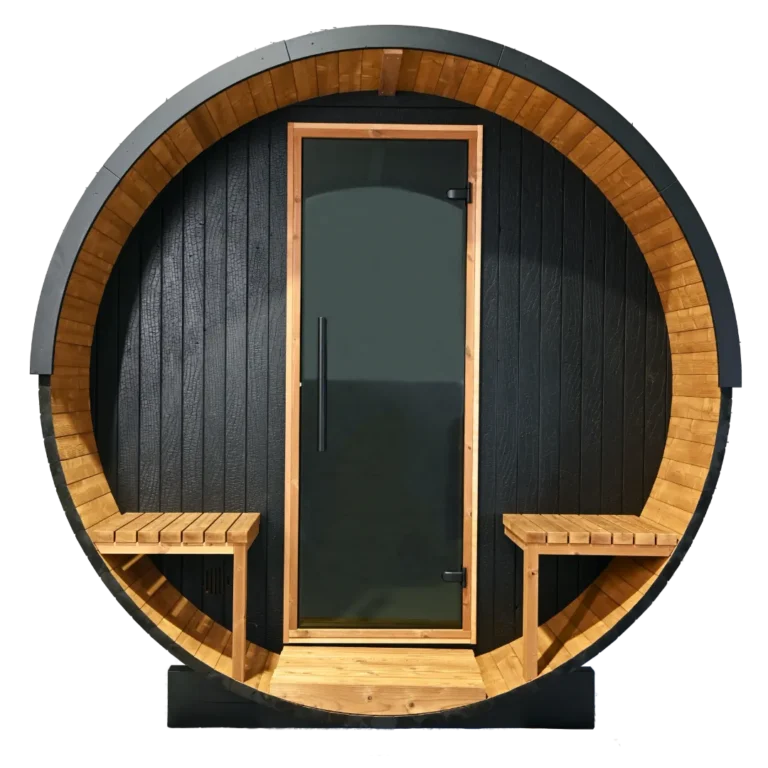 Front of Ignite Barrel Sauna