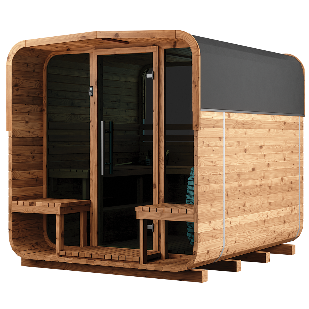 front angle view of sauna squares