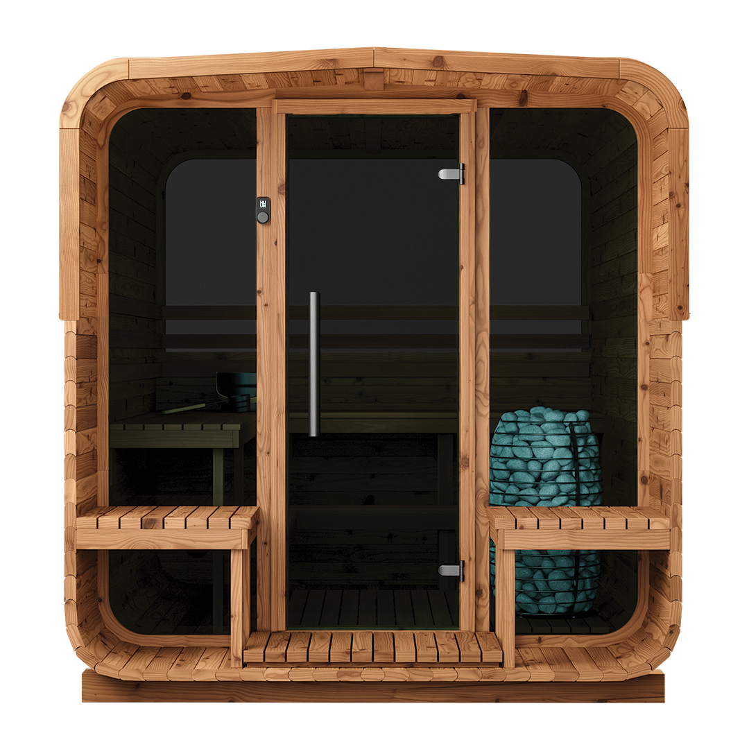 front view of sauna squares