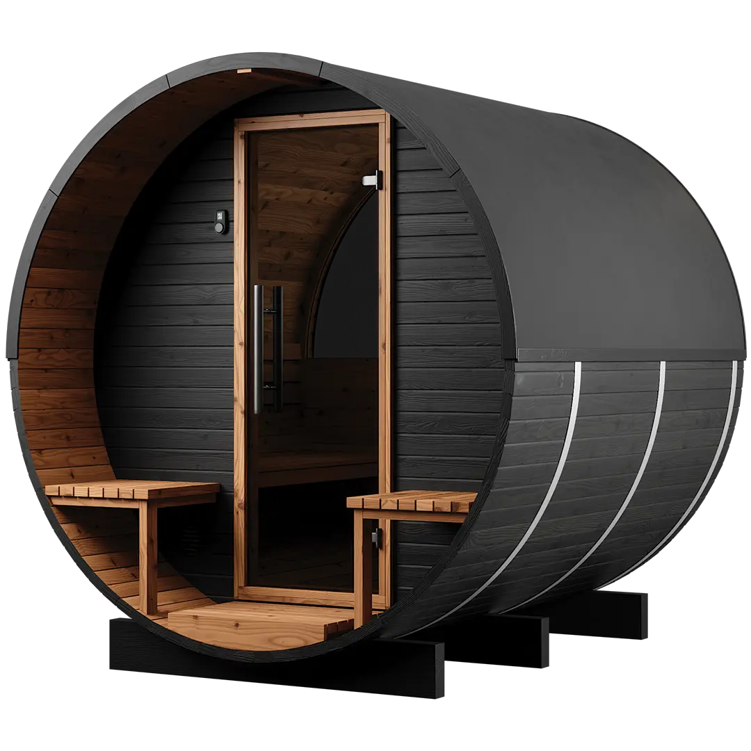 Front angle Ignite Barrel Sauna