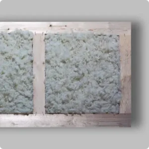 A square icon with a close-up of white, fluffy sheep’s wool withing squares of wood framing.