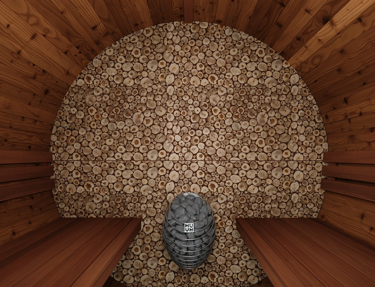 Juniper full wall barrel sauna