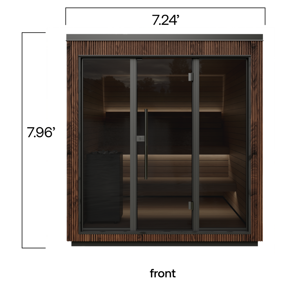 Luik Series Sauna Ash with height and length measurements