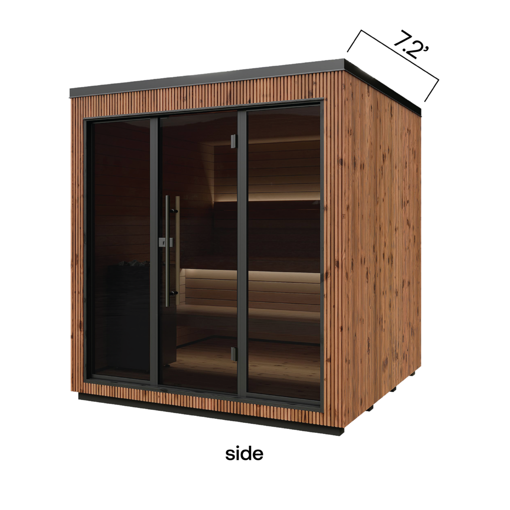 Luik Series Sauna Spruce with width measurement
