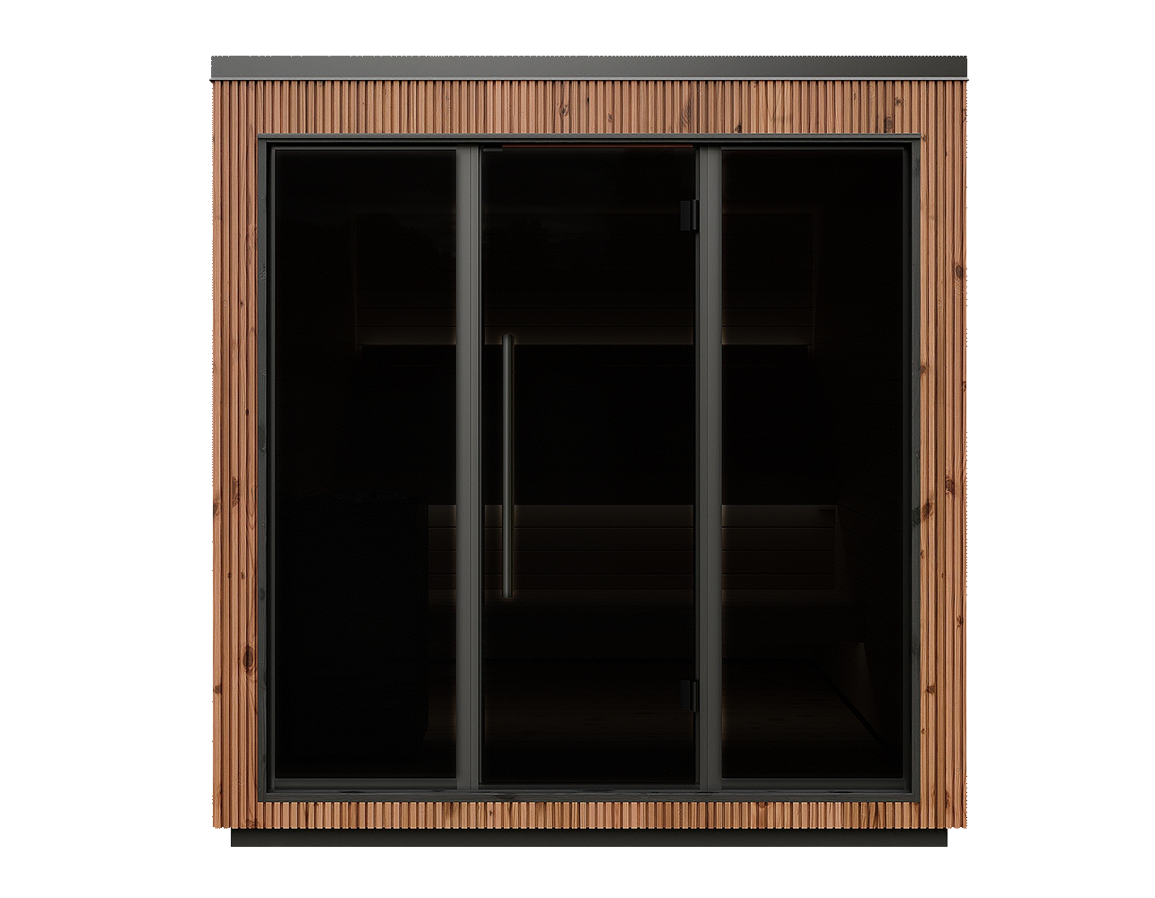 Luik Sauna Kodiak Spruce showing dimmable interior lighting