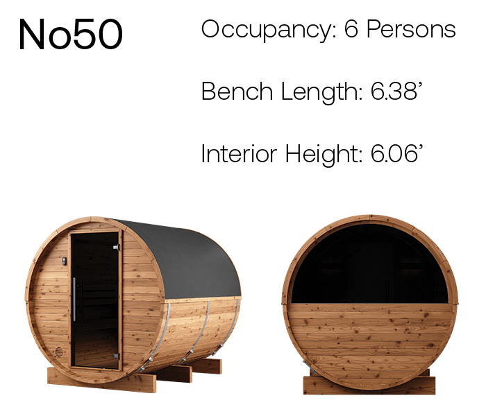 no50 natural barrel sauna product angles with measurements