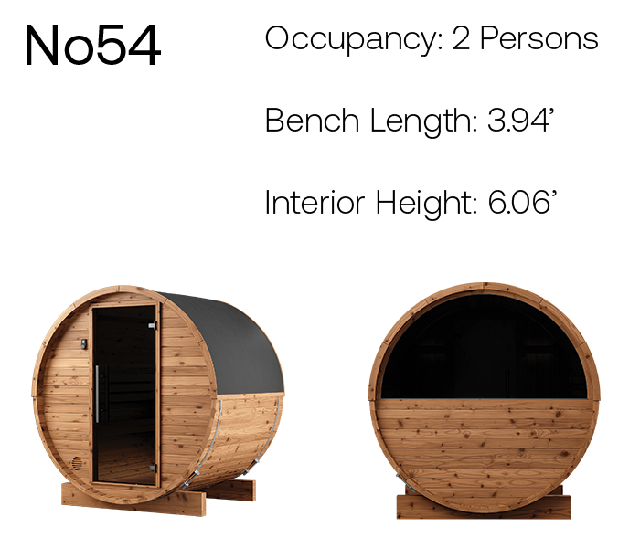 no54 natural barrel sauna product angles with measurements