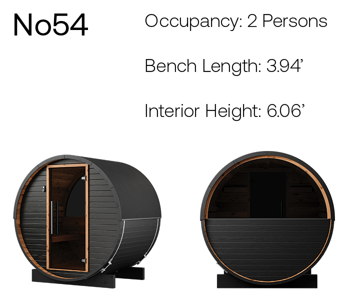 no54 ignite barrel sauna product angles with measurements