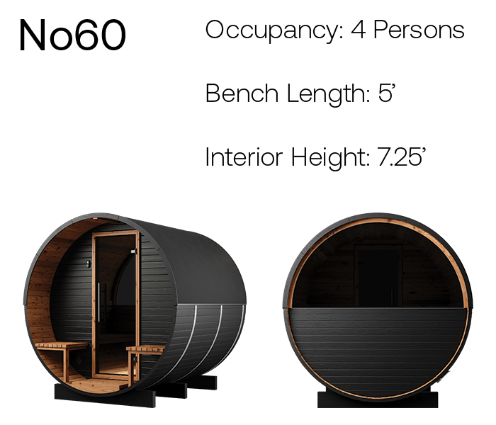 no60 ignite barrel sauna product angles with measurements