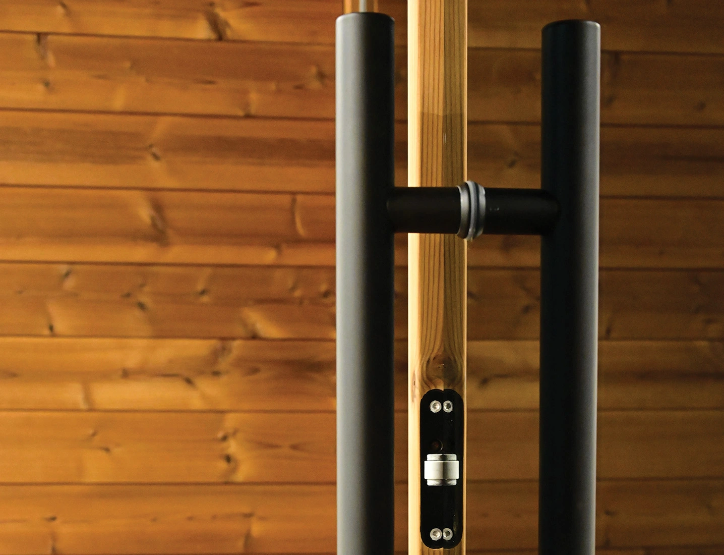 closeup of premium sauna handle on sauna square