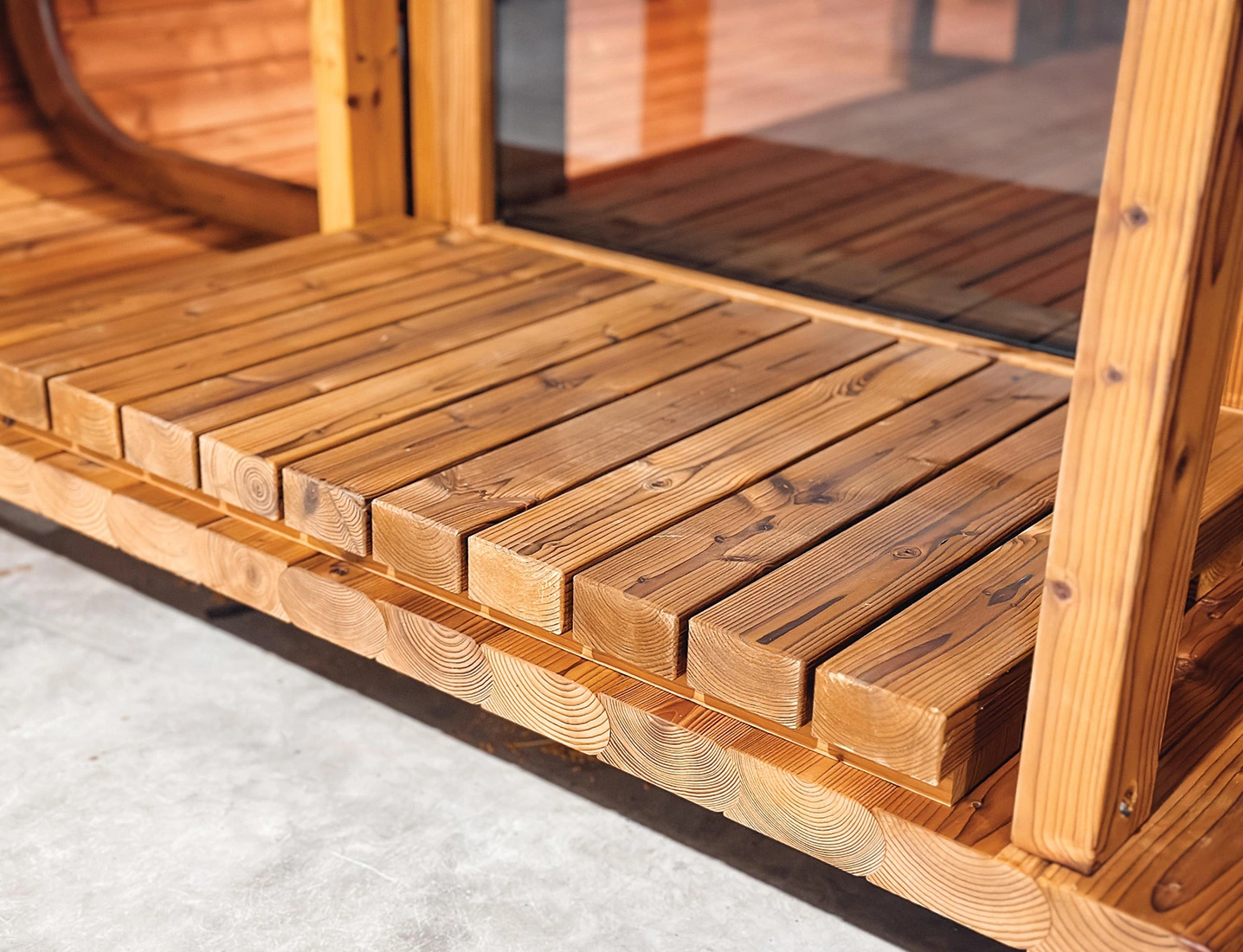 exterior floor of square sauna